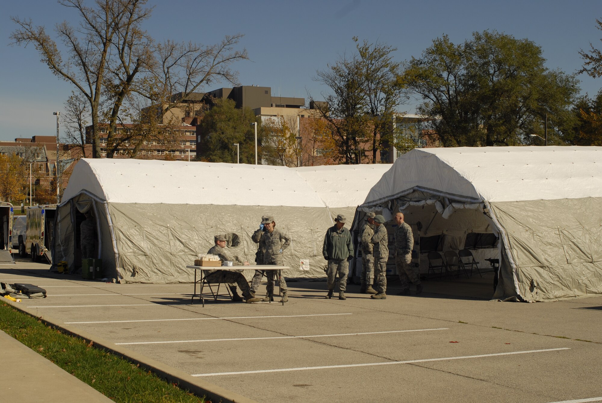 19th CERFP deployed from Terre Haute, Indiana, this Saturday October the 6th to participate in a disaster response exercise hosted by IU Health, Ball Memorial Hospital in Muncie, Indiana. 