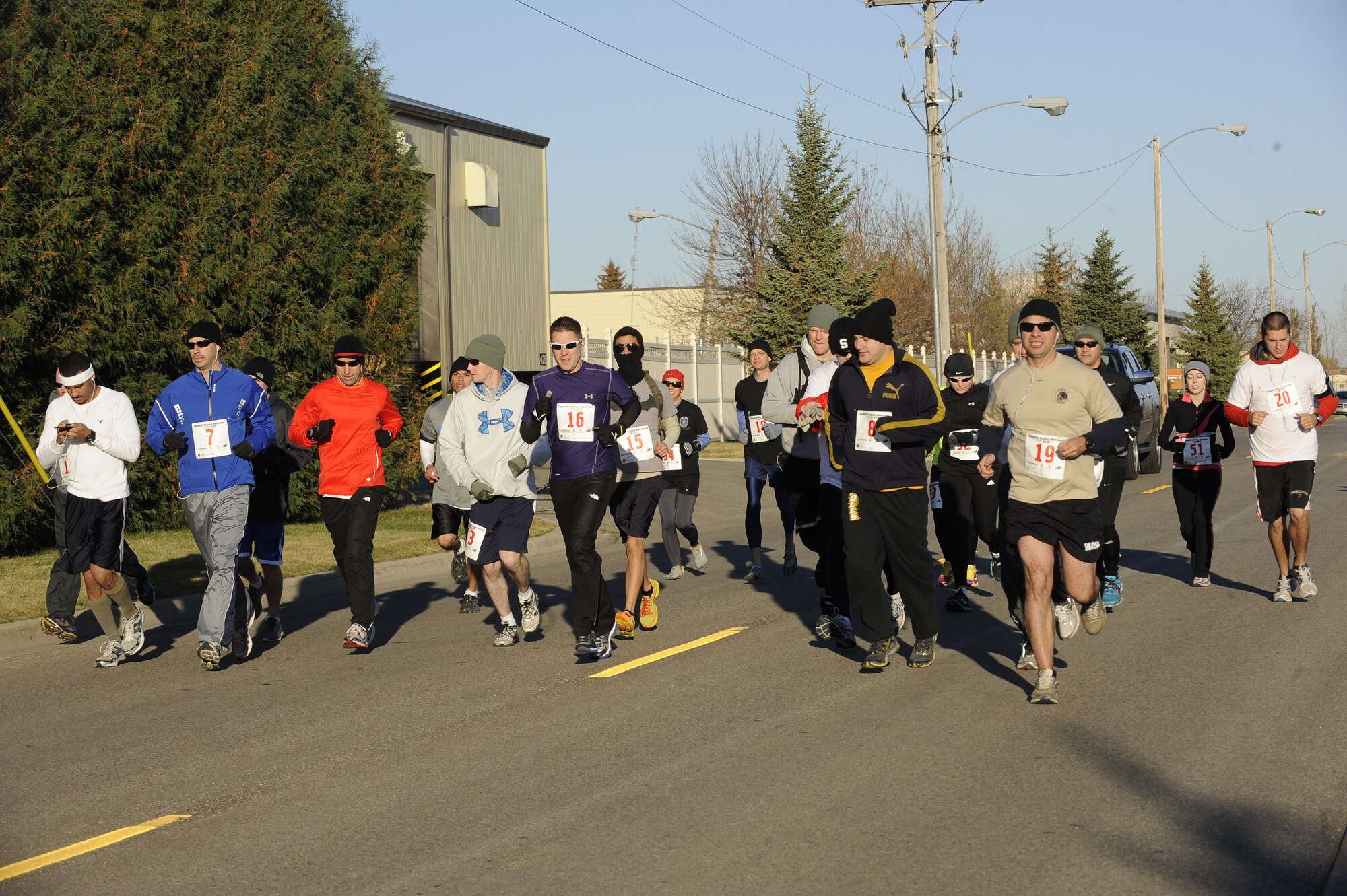 MINOT AIR FORCE BASE, N.D. -- Members of Team Minot had the opportunity to take part in a Domestic Violence Awareness half-marathon run here, Oct. 6. Family Advocacy and the McAdoo Sports and Fitness Center came together to promote physical fitness and build resiliency, all while raising awareness for domestic violence. (U.S. Air Force photo/Senior Airman Jesse Lopez)