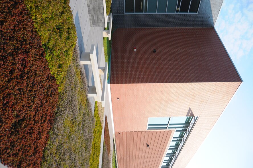 The new Information Technology Complex features an innovative "green" roof -- a first for Wright-Patterson.  (Skywrighter photo by Niki Jahns) 