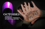Domestic Violence Awareness Month (DVAM) evolved from the "Day of Unity" held in October 1981 and conceived by the National Coalition Against Domestic Violence. The intent was to connect advocates across the nation who were working to end violence against women and their children. In October 1987, the first Domestic Violence Awareness Month was observed. Victims in danger of domestic violence are advised to call 911 for help or the National Domestic Violence Hotline at 1-800-799-7233 or TTY. (U.S. Air Force photo illustration/Senior Airman Luis Loza Gutierrez)
