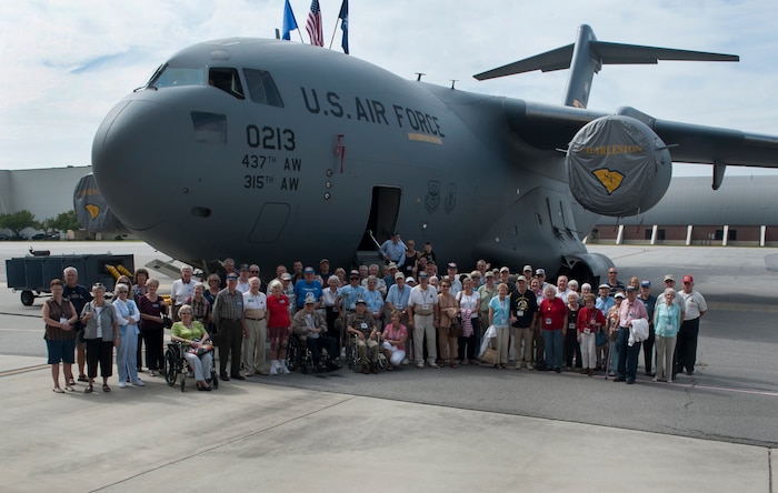 Veterans from the 6th Bomb Group toured Joint Base Charelston - Air Base, S.C. Oct. 5, 2012 during their reunion tour Oct. 4 through 7, 2012. The 6th Bomb Group was based on the island of Tinlan during World War II and participated in the war effort against Japan during 1944 through 1945. The 6th Bomb Group was part of the 313th Bomb Wing, 20th Air Force. (U.S. Air Force/Airman 1st Class Ashlee Galloway)