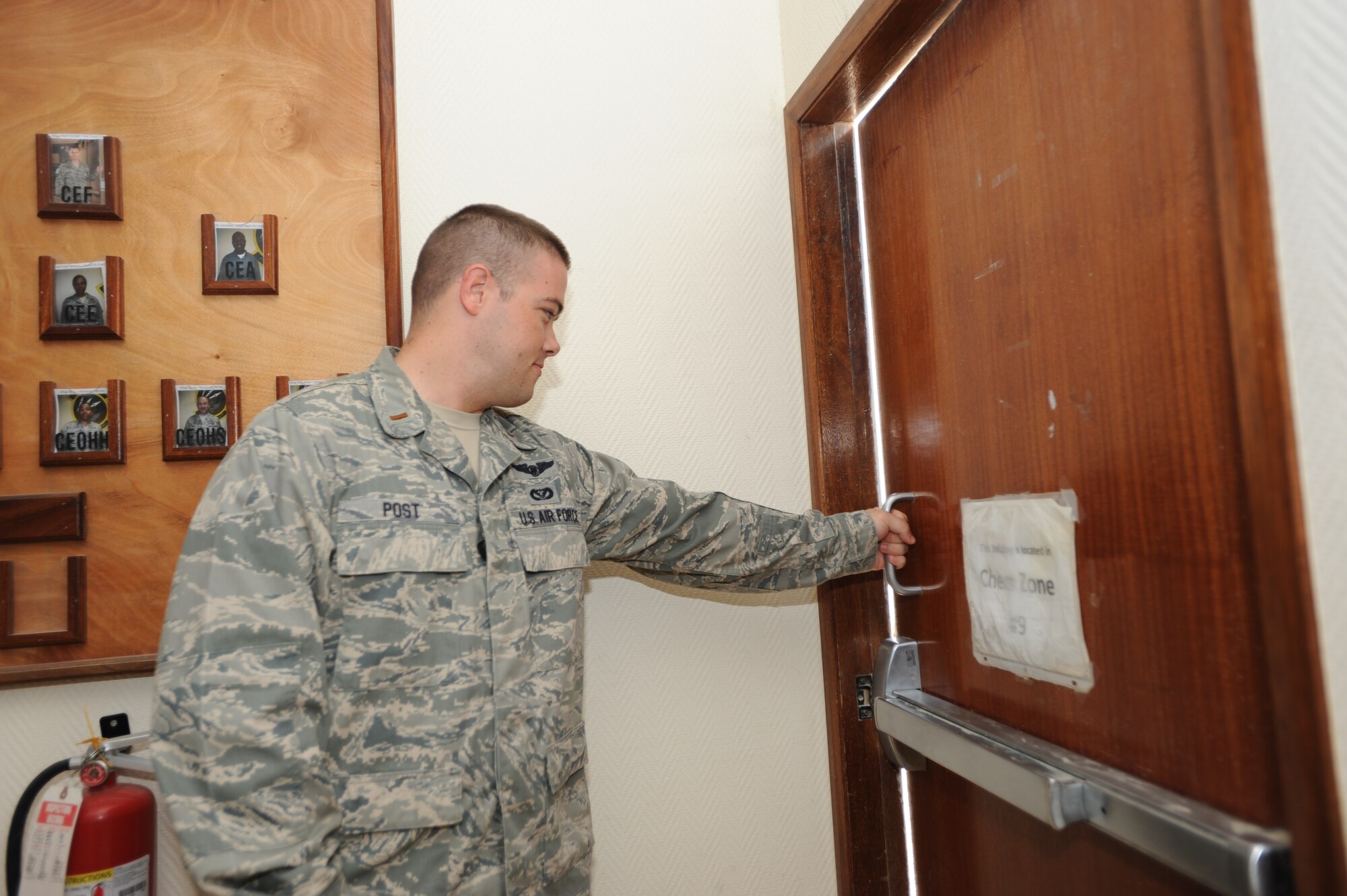 Shutting doors completely throughout the 379th Air Expeditionary Wing will help reduce the use of energy. October is Energy Action month, giving us an opportunity to promote energy and water conservation principles to all Airmen as part of a national campaign led by the Department of Energy. This year’s theme, “I am Air Force Energy,” puts the Airmen at the center of the campaign. (U.S. Air Force photo/Staff Sgt. Sheila deVera)