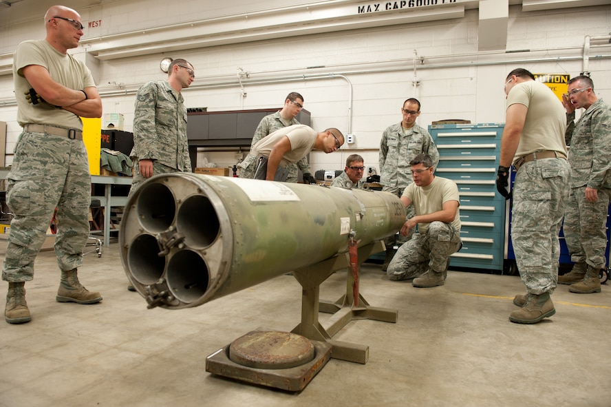 The airmen of the 124th Munitions Flight trained Sunday with the SUU-25 Flair Dispenser in preparation of providing critical battlefield illumination to Operation Jaded Thunder in November at Kirtland Air Force Base, N.M.