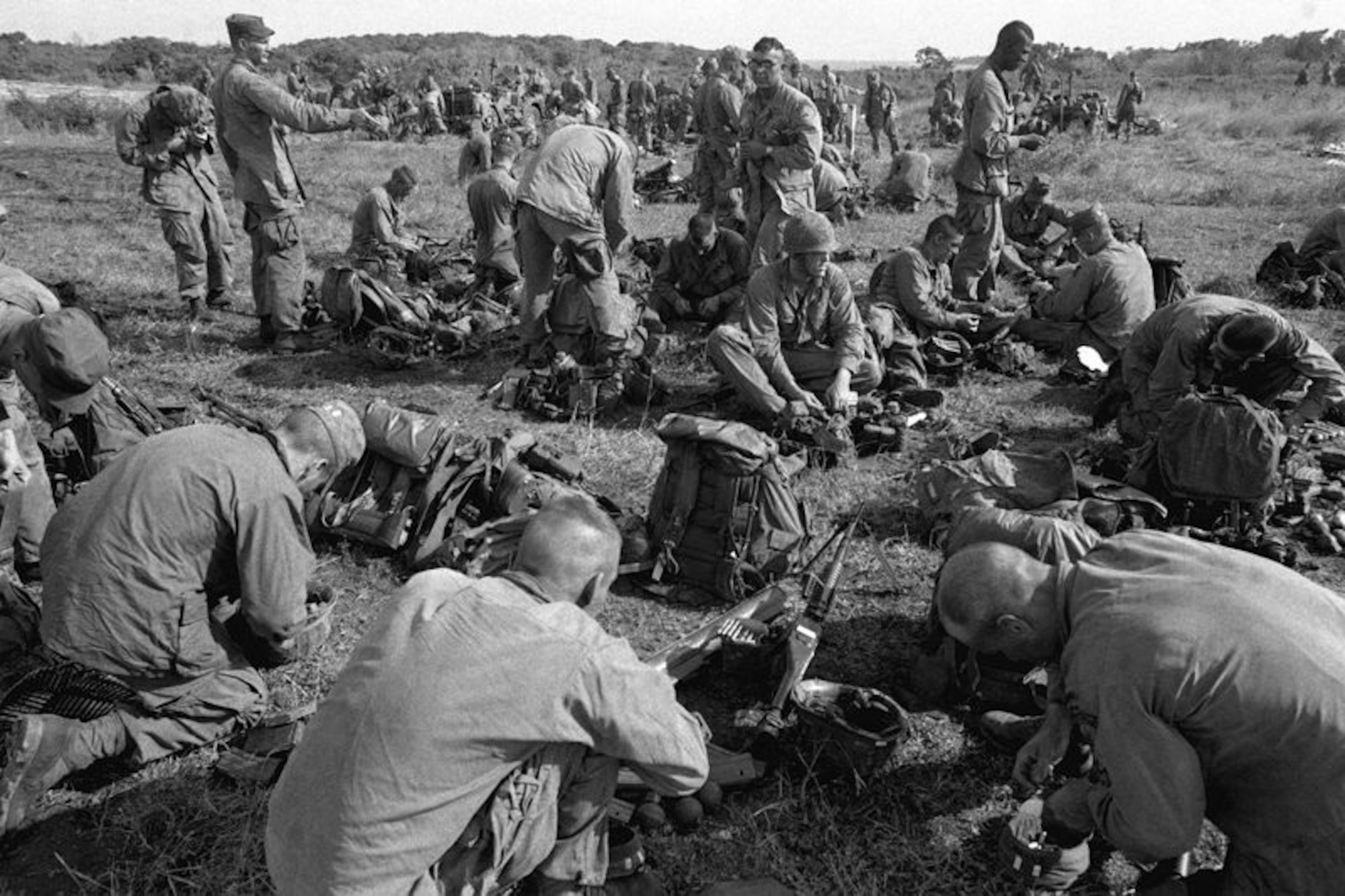 A group of U.S. Army Rangers gather their gear at Point Salines airfield during Operation Urgent Fury. In October 1983, 23rd Air Force participated in the seven-day operation that led to the successful rescue of Americans from Grenada. A 1st Special Operations Wing Combat Talon crew earned the Mackay Trophy and a Spectre crew earned the Lt. Gen. William H. Tunner Award for their efforts. (courtesy photo)