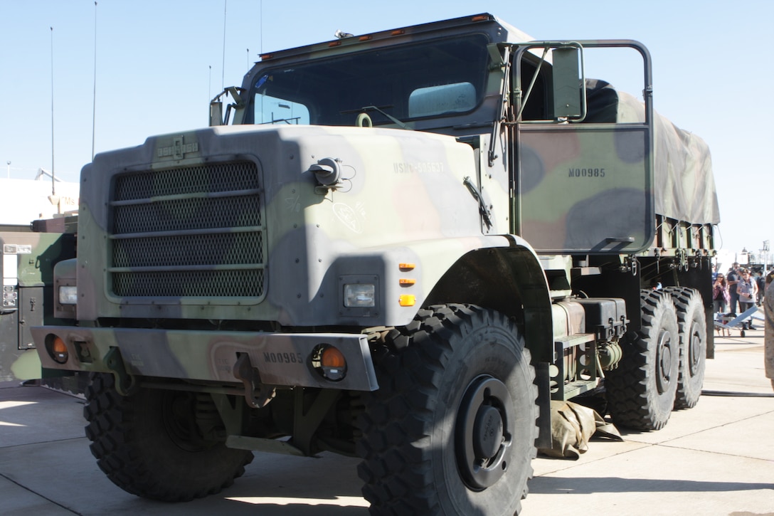 A 6-ton truck with 4th Marine Aircraft Wing is displayed at the 4th MAW recruiting display during the 2012 Marine Corps Air Station Miramar Air Show, Oct, 13. Even though 4th MAW is a reserve unit, it trains with the same vehicles and aircraft as its active duty counterpart. 


