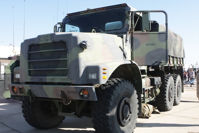 A 6-ton truck with 4th Marine Aircraft Wing is displayed at the 4th MAW recruiting display during the 2012 Marine Corps Air Station Miramar Air Show, Oct, 13. Even though 4th MAW is a reserve unit, it trains with the same vehicles and aircraft as its active duty counterpart. 


