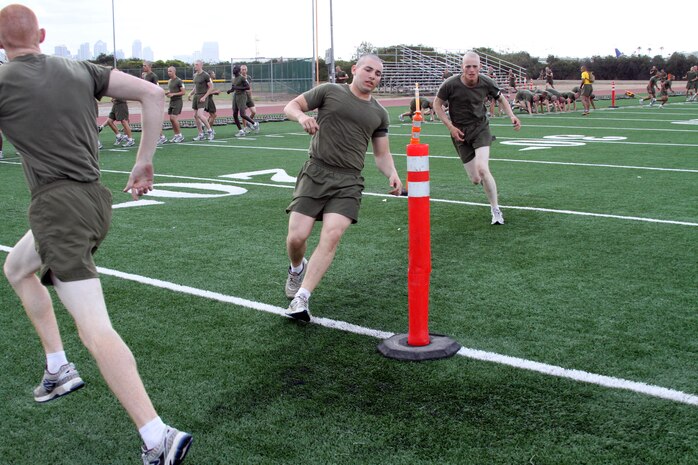 Performing cut-drills allows recruits to test their agility and endurance. Being able to rapidly respond to change allows the recruits to efficiently build up speed and learn to control their movements.