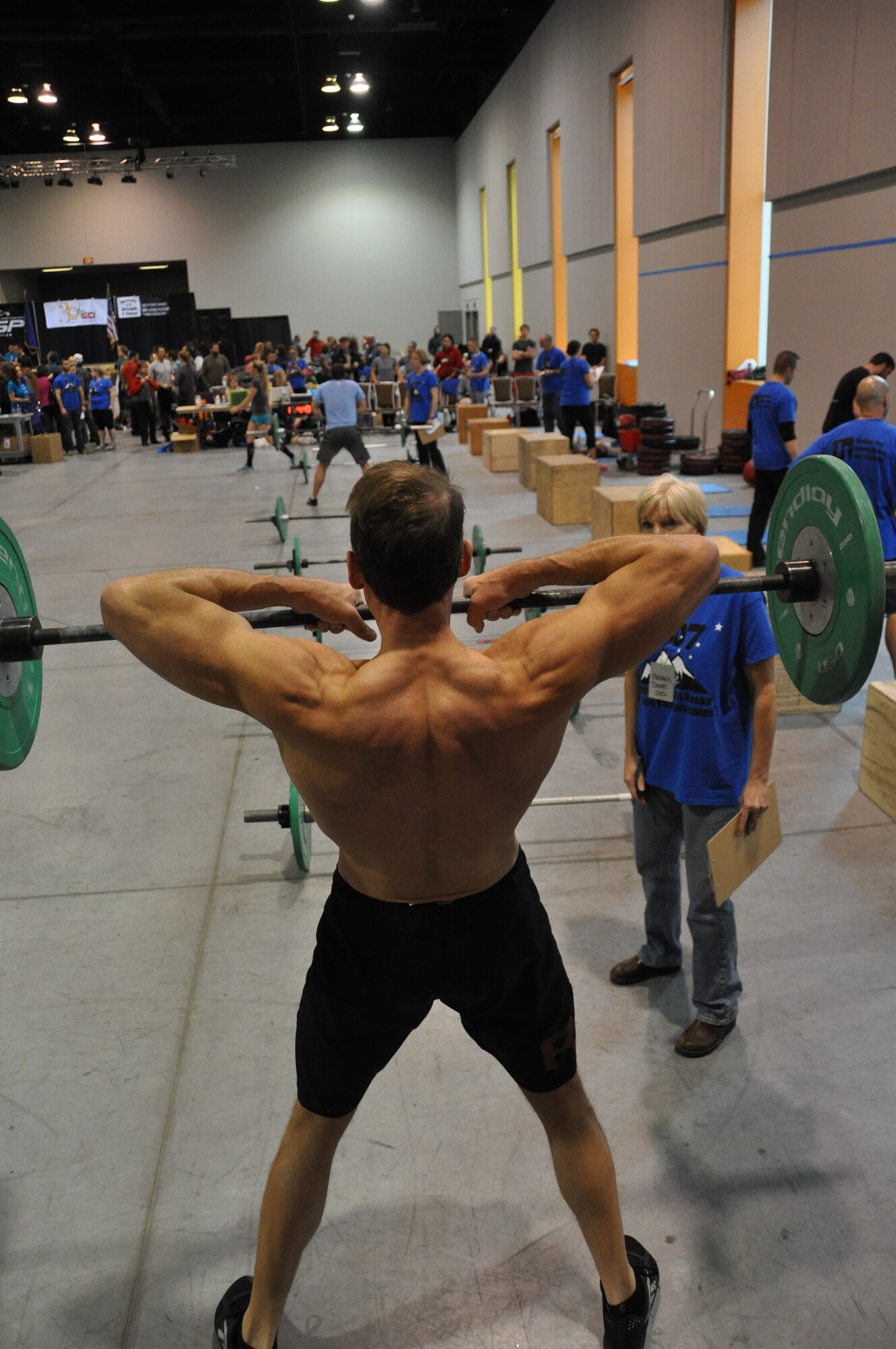 Lt. Col. David Piffarerio, 302nd FS commander, completes a sumo dead lift high pull during the 2012 CrossFit Alaska State Championships in Anchorage Oct. 13.  Piffarerio, who won first place in the over 40 male division, regularly trains at the CrossFit gym at Hangar 5 on JBER. (U.S. Air Force Reserve/Tech. Sgt. Dana Rosso)