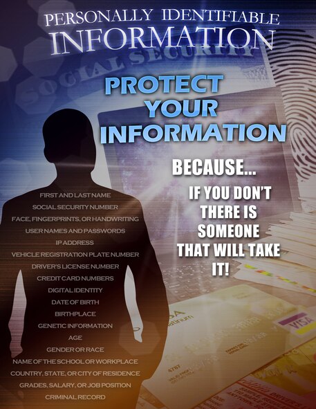JOINT BASE SAN ANTONIO-LACKLAND, Texas -- The Bureau of Justice Website says that in 2010, seven percent of households in the United States (about 8.6 million households) had at least one member age 12 or older who experienced one or more types of identity theft victimization. (U.S. Air Force graphic illustration by William Parks.)