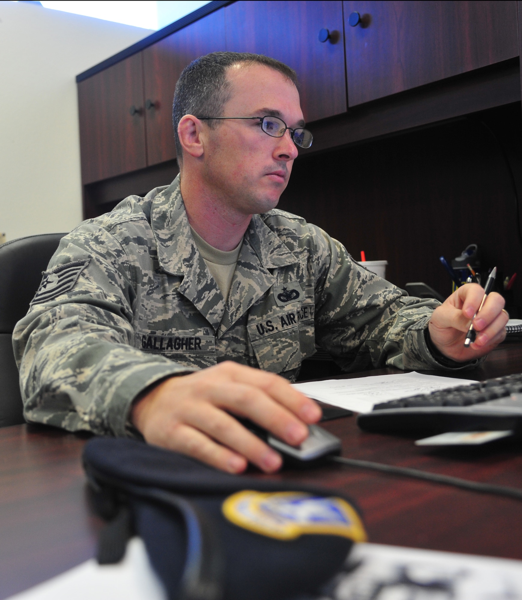 Tech. Sgt. Kevin Gallagher, 92nd Security Forces Squadron standardization and evaluation evaluator, has been selected as a member of Team Fairchild's elite, Fairchild's Finest at Fairchild Air Force Base, Wash. (U.S. Air Force photo by Airman 1st Class Earlandez Young)