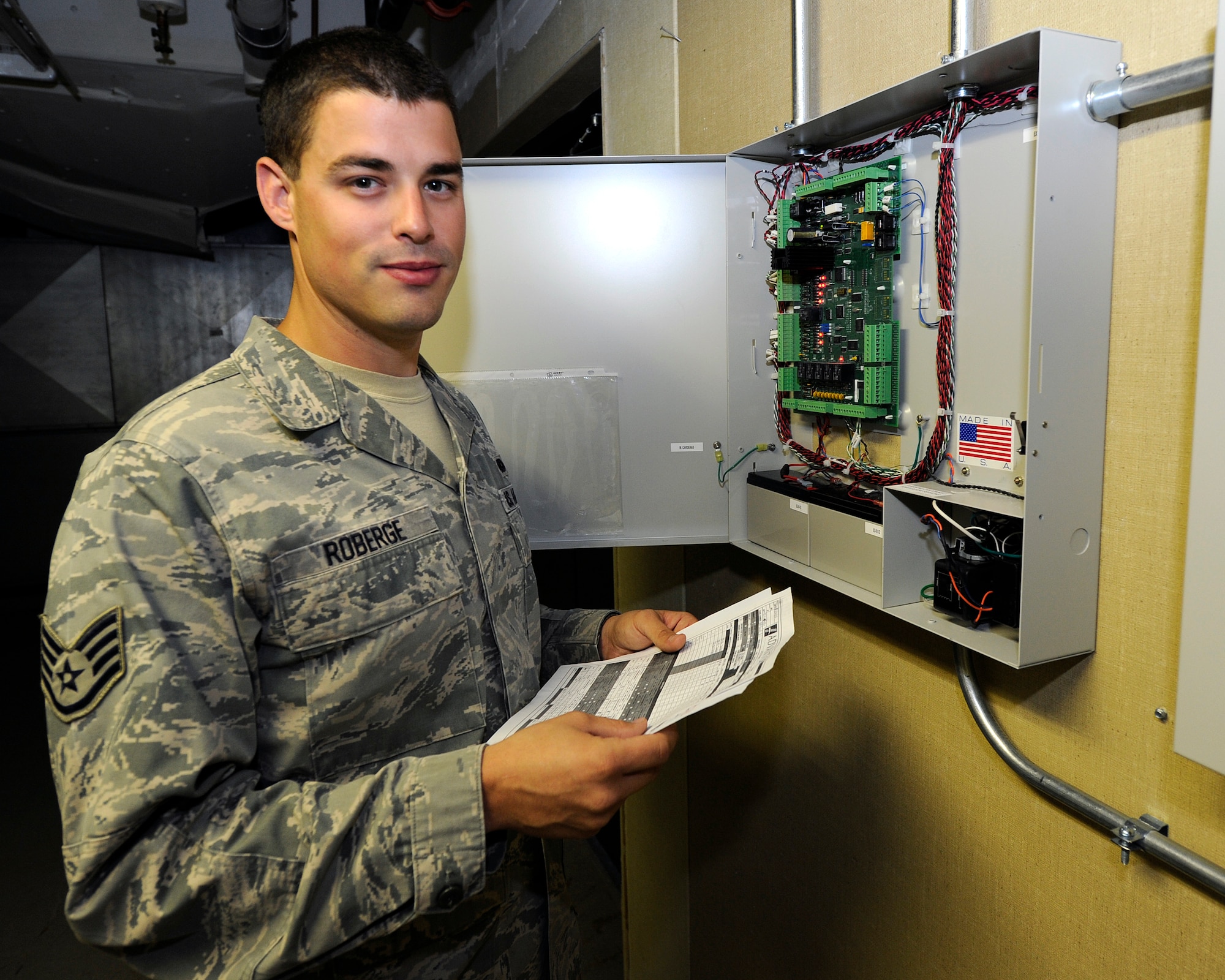 Staff Sgt. Shawn Roberge, 92nd Maintenance Operations Squadron maintenance group program manager, has been selected as a member of Team Fairchild's elite, Fairchild's Finest at Fairchild Air Force Base, Wash. (U.S. Air Force photo by Airman 1st Class Ryan Zeski)