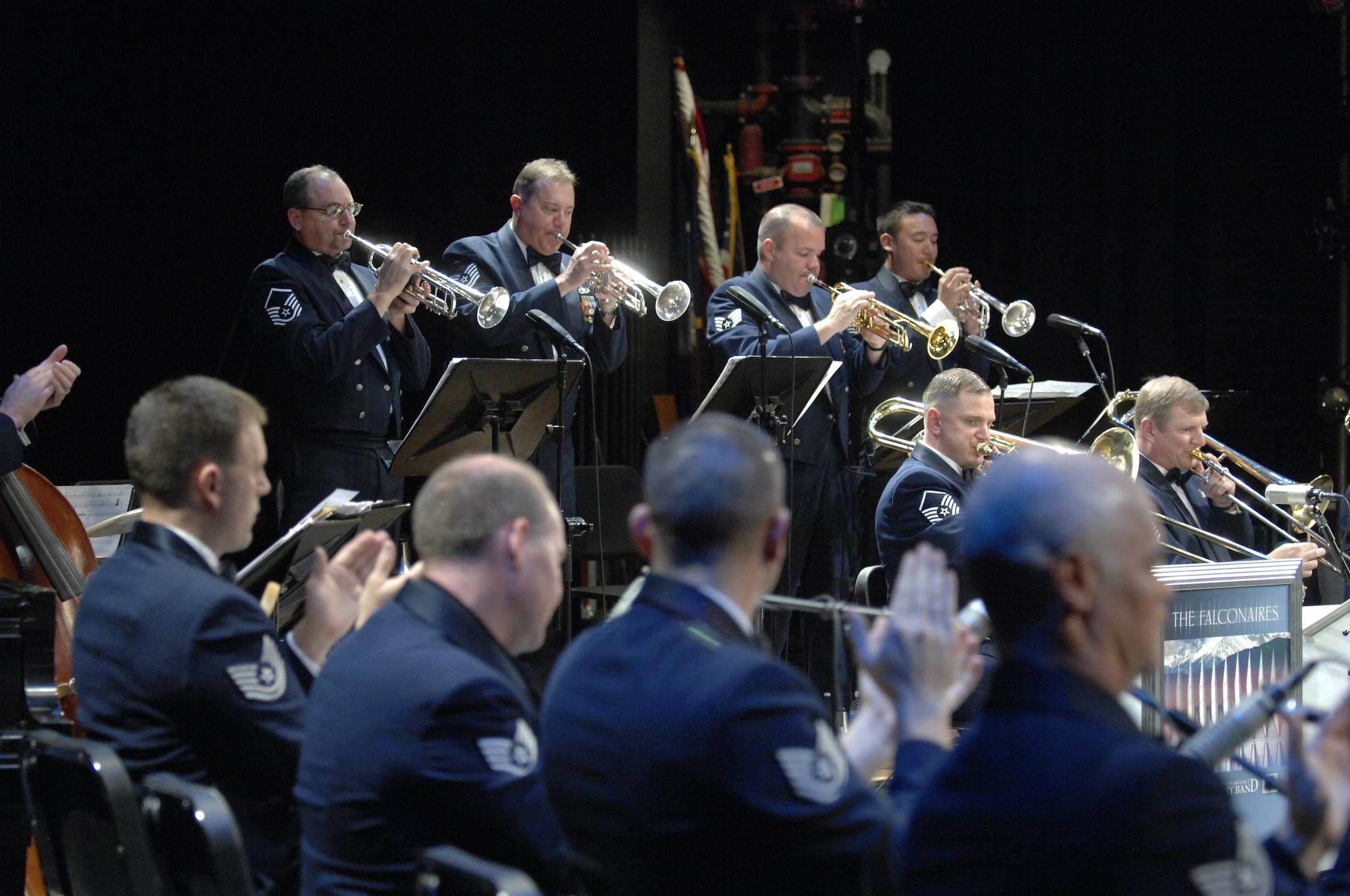 The U.S. Air Force Falconaires Big Band performs at the Patriot Hall at Sumter, S.C., Oct. 12, 2012. The Falconaires is one of the Air Force’s eight bands. (U.S. Air Force photo by Airman 1st Class Krystal M. Jeffers/Released)