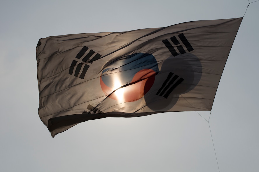 Balloons float behind a South Korean flag during the Gimje Horizon Festival Oct. 14, 2012, in Gimje, South Korea. More than 60 members from the 8th Fighter Wing at Kunsan Air Base, Republic of Korea, made the trip to learn about Korean agricultural traditions. (U.S. Air Force photo/Tech. Sgt. Michael Schocker)
