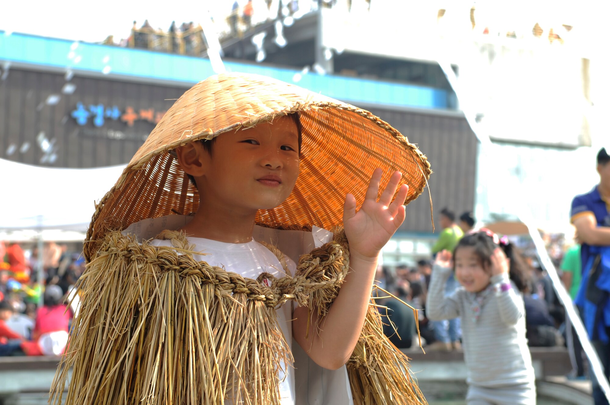 A Korean boy poses for the camera at the Gimje Horizon Festival Oct. 14, 2012, in Gimje, South Korea. Last year, about 1.4 million people traveled to the festival to see and learn first-hand about the region’s agricultural traditions. (U.S. Air Force photo/Senior Airman Brigitte N. Brantley)