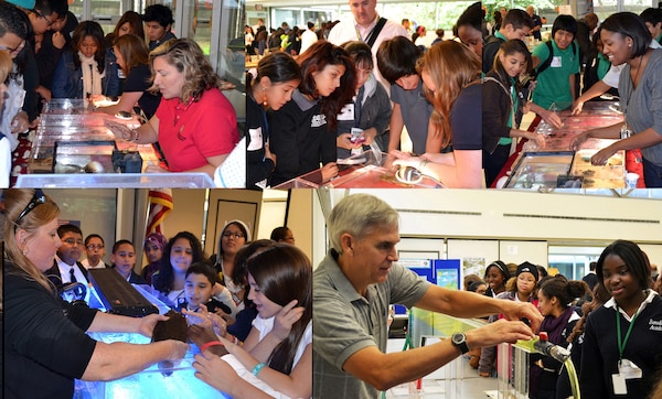 Army Corps volunteers interact with students at the 10th Annual Estuary Day celebration, Elizabeth New Jersey.