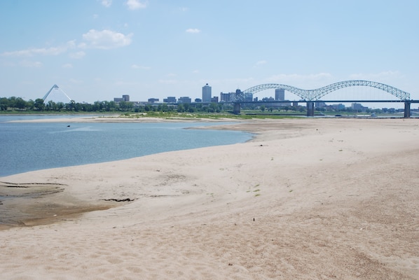 The low water revealed vast sand bars making it look more like a desert than a river.