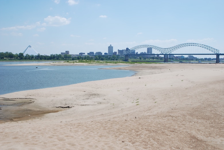 The low water revealed vast sand bars making it look more like a desert than a river.