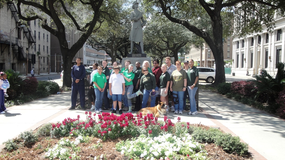 Members of the local Molly Marine chapter of the Women Marines Association gather around the Molly Marine statue they restore every year. This original Molly Marine statue was sculpted in New Orleans in 1943 in order to assist in recruiting women during World War II. The statue now resides on the corner of Canal St. and Elk Pl. in the French Quarter. The Molly Marine chapter was awarded the Ruth and Dick Broe Award, the most prestigious award given to WMA chapters for overall outstanding chapter achievement, at their most recent national convention and professional development conference that took place in Philadelphia from Aug. 30 through Sept. 4.