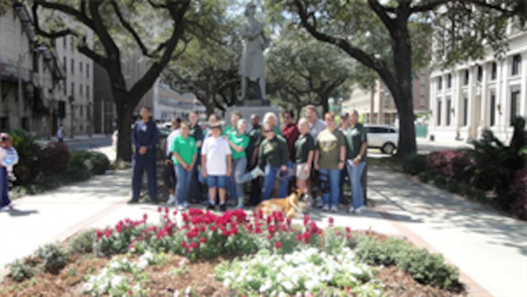 Members of the local Molly Marine chapter of the Women Marines Association gather around the Molly Marine statue they restore every year. This original Molly Marine statue was sculpted in New Orleans in 1943 in order to assist in recruiting women during World War II. The statue now resides on the corner of Canal St. and Elk Pl. in the French Quarter. The Molly Marine chapter was awarded the Ruth and Dick Broe Award, the most prestigious award given to WMA chapters for overall outstanding chapter achievement, at their most recent national convention and professional development conference that took place in Philadelphia from Aug. 30 through Sept. 4.