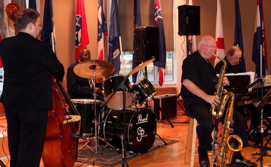 A band performs during the gala for the Museum of the Marine aboard Marine Corps Base Camp Lejeune Oct. 6. The event was a fundraiser for the museum and featured two auctions along with dinner, and Olympic gold medalist Dan Jansen as the keynote speaker. 
