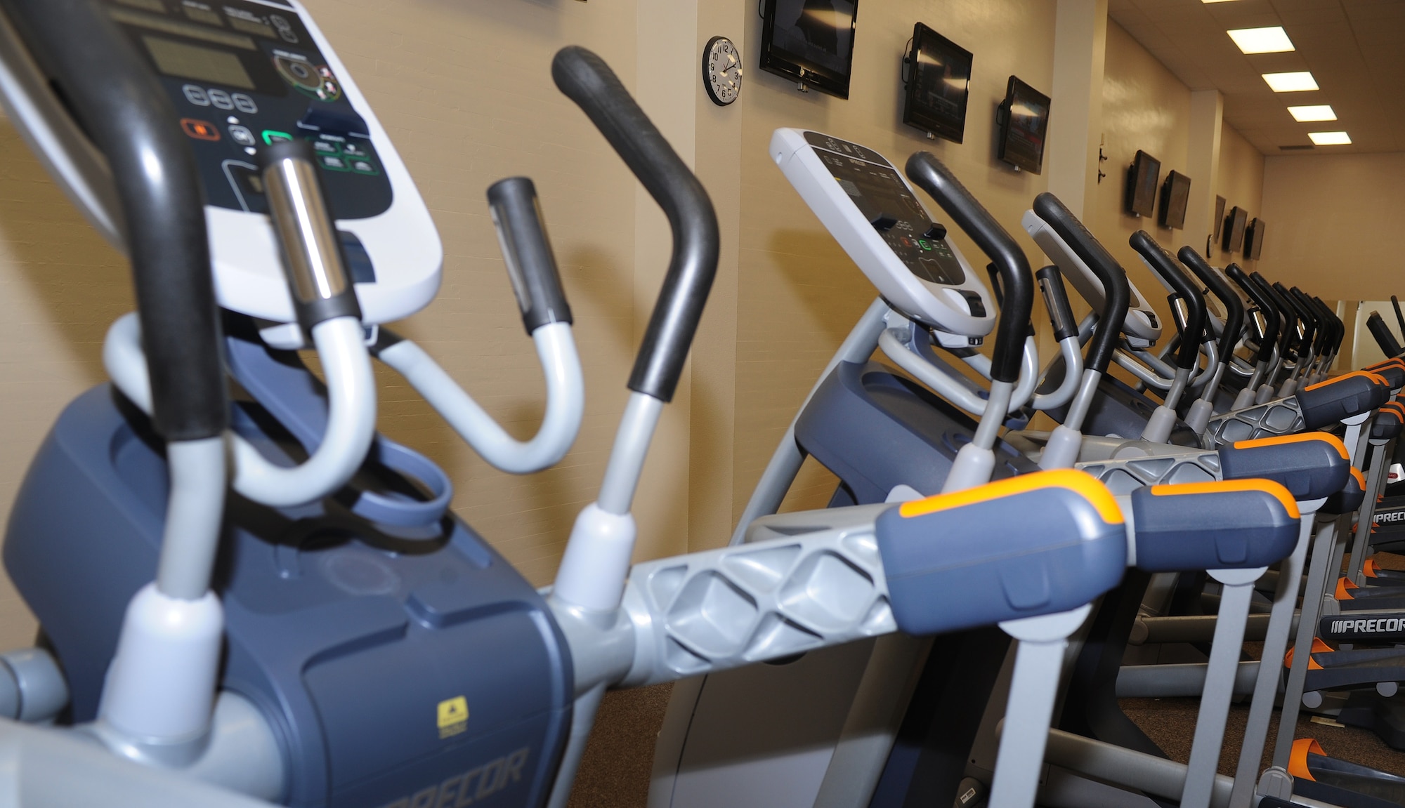 New equipment lines the floors of the Fitness Center at Cannon Air Force Base, N.M., Oct. 15, 2012. The Fitness Center recently remodeled its premises and added better equipment to improve the experience of its patrons. (U.S. Air Force photo/Airman 1st Class Ericka Engblom)