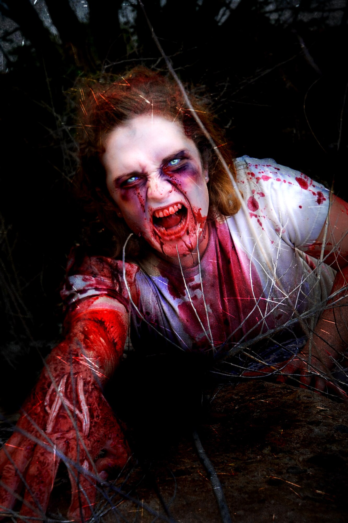 Air Commandos transform into their undead alter egos in preparation for the upcoming Zombie 5K/run obstacle course scheduled to take place at the Whispering Winds Golf Course, Oct. 19, at Cannon Air Force Base, N.M. The event, hosted by Cannon's Air Force Sergeant's Association, challenges human runners to navigate a 3.2 mile course while evading the clutches of the zombie horde that will be crawling, lumbering and sprinting after them. (U.S. Air Force illustration/Senior Airman Jette Carr)