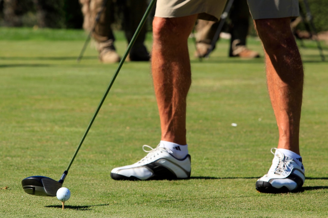 A golfer prepares to drive the ball, during the Commanding General’s 1st Invitational Golf Tournament at Camp Pendleton’s Marine Memorial Golf Course, Oct. 15.