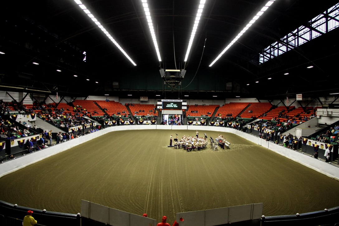 More than 40 members of the 2nd Marine Division Band set out on a trip to West Springfield, Mass., for the largest fair in the Northeast to perform for the more than 1,000,000 fairgoers. The band, out of Marine Corps Base Camp Lejeune, N.C., also spent three days performing at least twice a day for several high schools in and around West Springfield and finished each day with an appearance at The Big E parade.