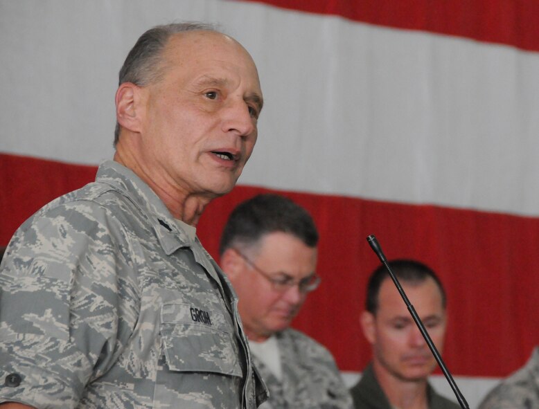 Chaplain Carl Groh delivers the invocation at a wing ceremony on his last day with the 185th Air Refueling Wing in Sioux City, Iowa. Groh, a former U.S Marine Corp Vietnam Veteran is retiring from the Iowa Air National Guard after 46 years total military service.
U.S. Air Force Photo by Tech Sgt. Oscar Sanchez
