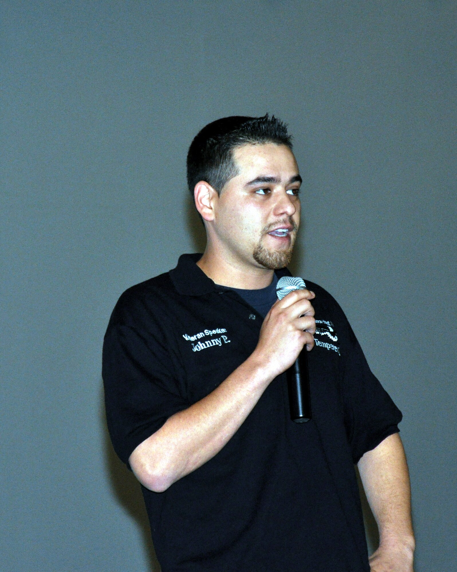 TRAVIS AIR FORCE BASE, Calif. -- 349th Air Mobility Wing invites guest speaker Specialist E4 (ret) Johnny Pillow, U.S., who served honorably for eight years with the U.S. Army. (U.S. Air Force photo) 
