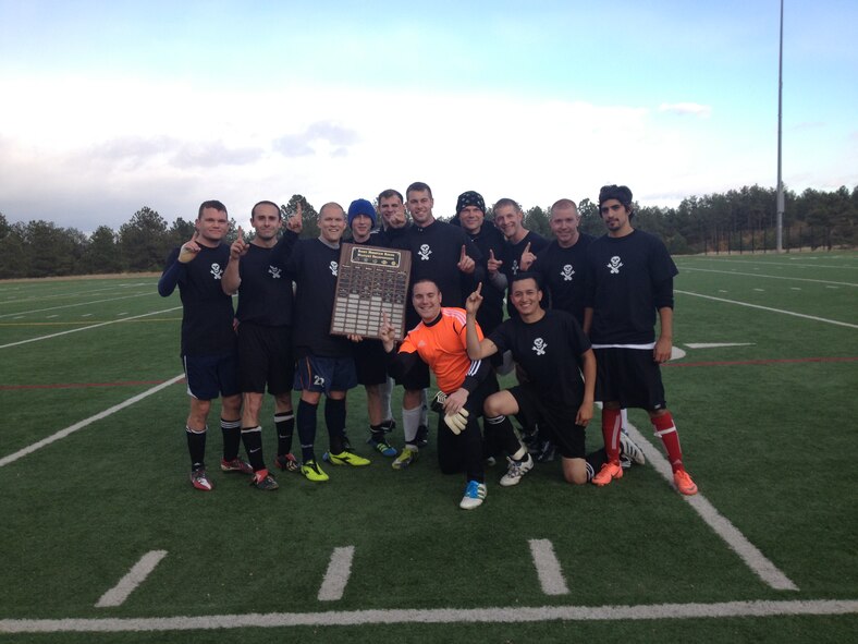 The F. E. Warren soccer team poses for a photo after winning the 2012 Rocky Mountain Championship Oct. 13 at the Air Force Academy, Colo. Warren’s team went undefeated and beat last year’s championship team for the title marking the first time Warren’s team has won the tournament in the past 10 years. (Courtesy photo)