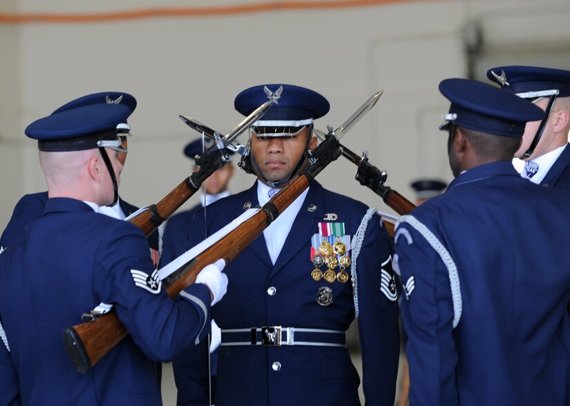 The U.S. Air Force Honor Guard Drill Team performs for personnel from the Embassy of the Federal Republic of Germany in Washington D.C., during a tour here Oct. 17, 2012. The Drill Team promotes the Air Force mission by showcasing drill performances at public and military venues to recruit, retain, and inspire Airmen. (U.S. Air Force photo/ Staff Sgt. Nichelle Anderson)(Released) 