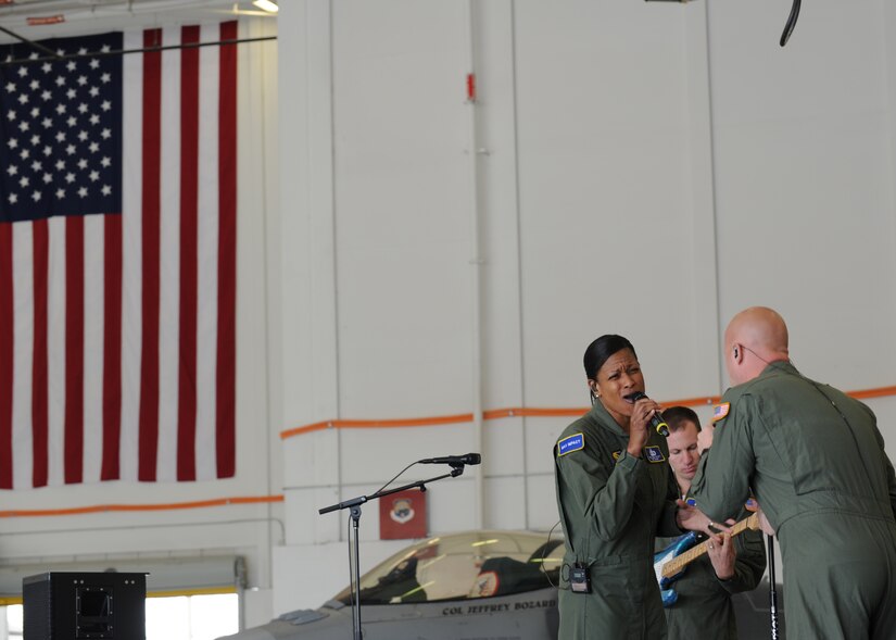 The U.S. Air Force Band Max Impact performs for personnel from the Embassy of the Federal Republic of Germany in Washington D.C., during a tour of Joint Base Andrews, Md., Oct. 17, 2012. (U.S. Air Force photo/ Staff Sgt. Nichelle Anderson)(Released) 