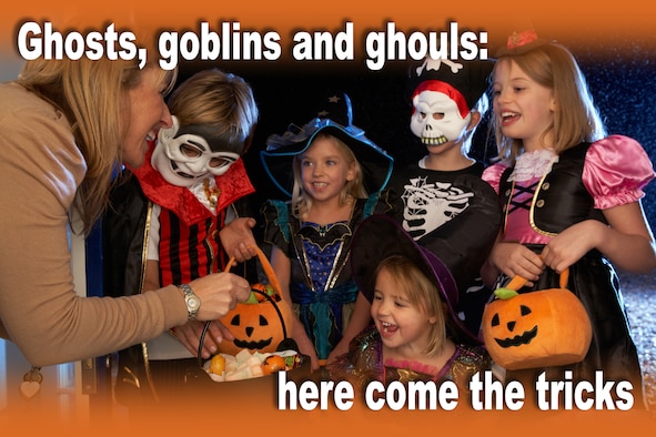 Halloween is a fun time to spend with family and friends. Enjoy it, and watch out for those ghosts, goblins and ghouls. (U.S. Air Force graphic/Keith Wright)