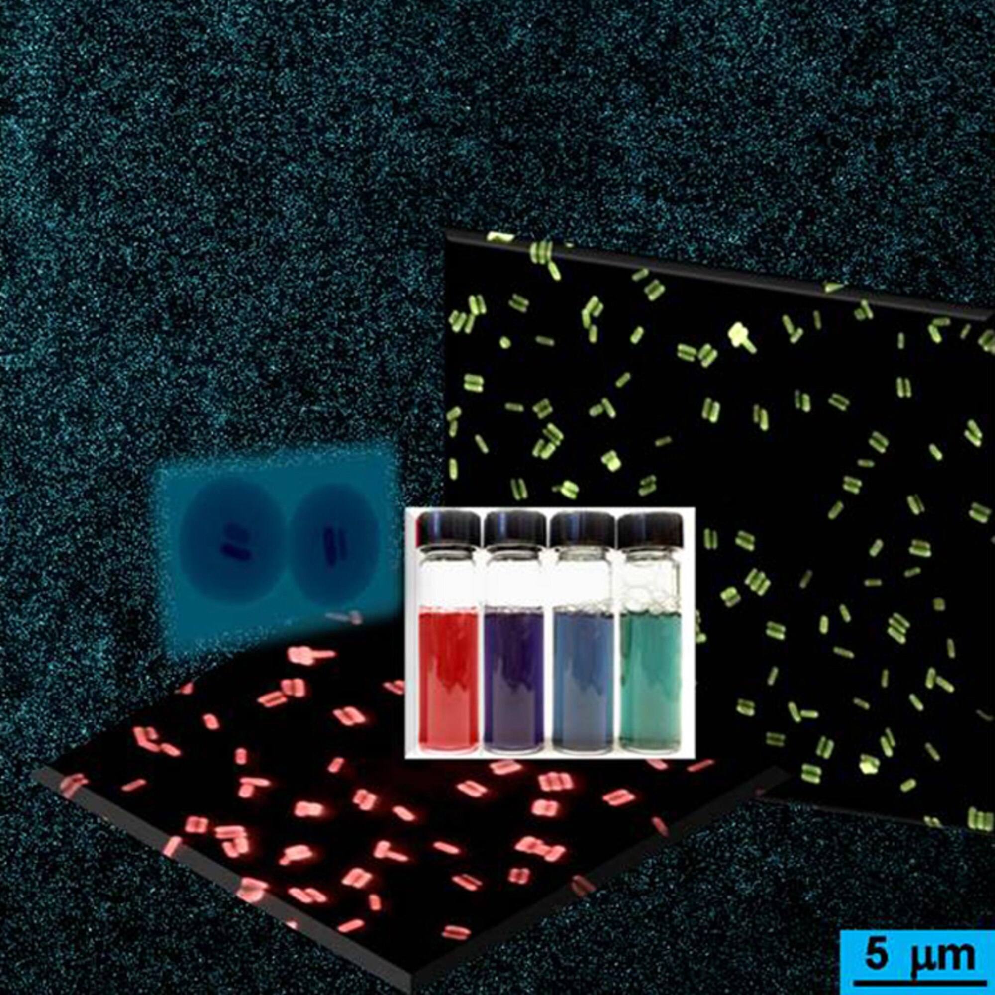 Nanorod pairs produced using a solvent-based method, a process that saves literally months when compared to the traditional method.  (AFRL Image)