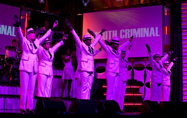 Tops in Blue performs “Smooth Criminal” by Michael Jackson during a concert at Incirlik Air Base, Turkey, Oct. 13, 2012. This year’s tour incorporated several songs by the late pop icon. (U.S. Senior Airman Daniel Phelps/Released)
