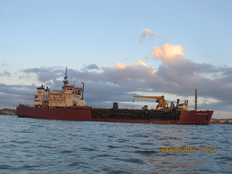 The Dredge Terrapin that was used to dredge the sand that was used to cap the Newark Bay CDF.