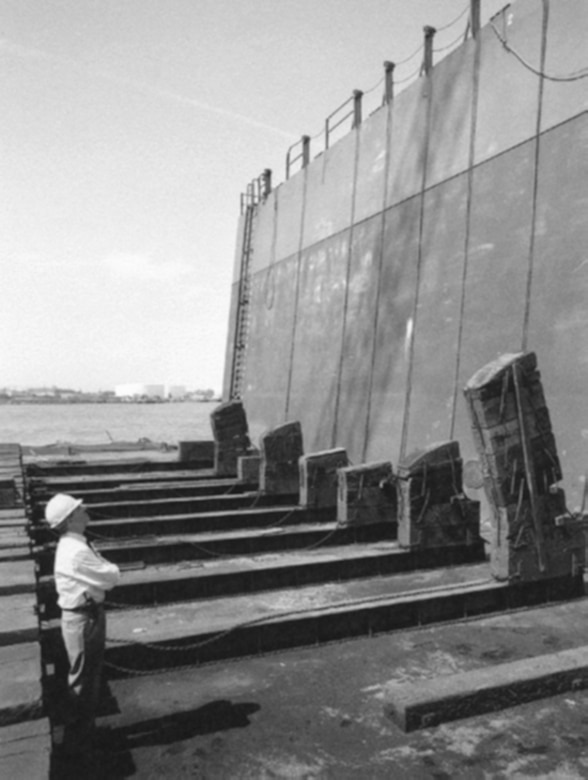 Caddell President, Steve Kalil inspects dry dock. 