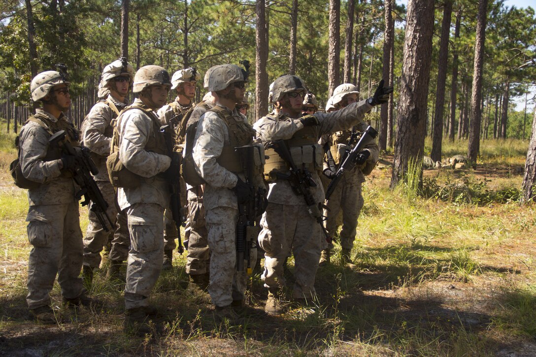 Marines of Company K, Battalion Landing Team (BLT) 3/2, currently reinforcing the 26th Marine Expeditionary Unit (MEU), practice dealing with a simulated casualty during the mechanized raid course at Camp Lejeune, N.C., Oct. 10, 2012. BLT 3/2 is one of the three reinforcements of 26th MEU, which is slated to deploy in 2013.