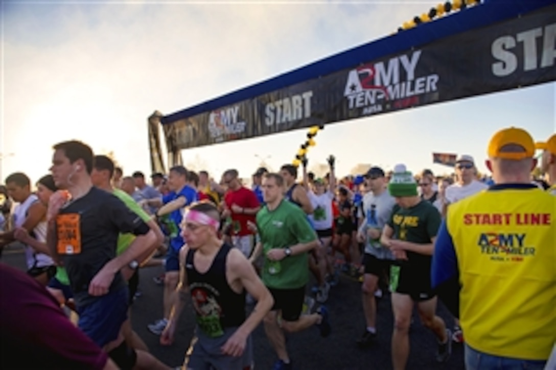 Thousands of runners participate in the 2012 Army Ten Miler in Washington, D.C., Oct. 21, 2012.