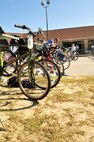 Bicycles sit on a rack at the TriSumter triathlon, Sumter, S.C., Oct. 20, 2012.  15 Airmen from Shaw Air Force Base volunteered to help out with the event.  The event consisted of a 300 yard swim, a 16 mile bike ride and a 3.1 mile run.(U.S. Air Force photo by Airman Nicole Sikorski/Released)