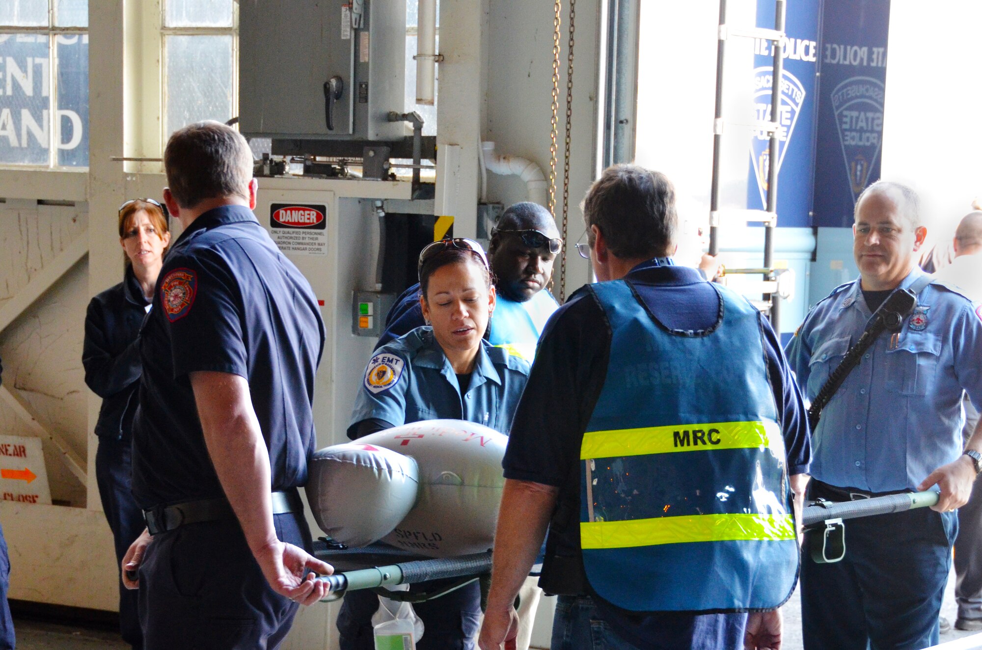 More than 125 representatives of regional hospitals, municipal and emergency workers, as well as Patriot Wing members converged on the base Oct. 21 for a National Disaster Medical System exercise that included Westover Air Reserve Base and the Springfield, Mass. Area.