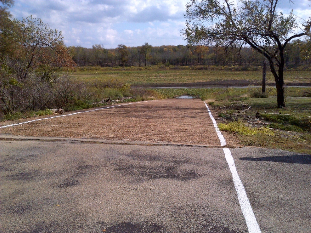 Record low water levels at Hugo Lake have left the boat ramps high and dry. This shot of the Salt Creek boat ramp was taken Oct. 18, 2012.