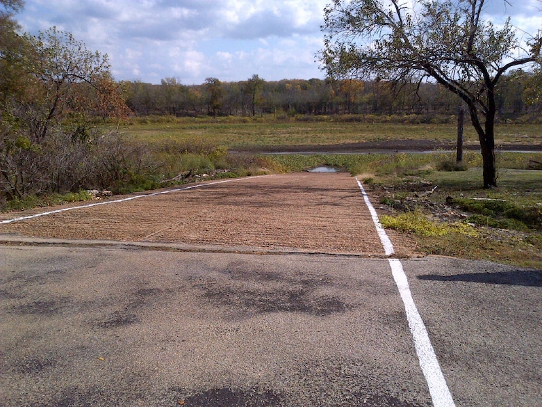 Record low water levels at Hugo Lake have left the boat ramps high and dry. This shot of the Salt Creek boat ramp was taken Oct. 18, 2012.