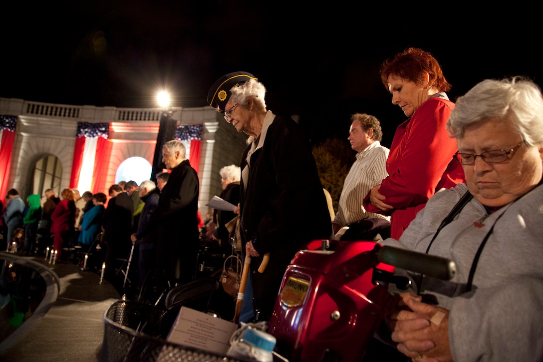 More than 500 service members, veterans and supporters gathered Oct. 20, 2012, for the 15 year commemoration of the Women In Military Service For America Memorial in Arlington National Cemetery for a Service of Remembrance held to honor women who have served in the Armed Forces throughout history. 