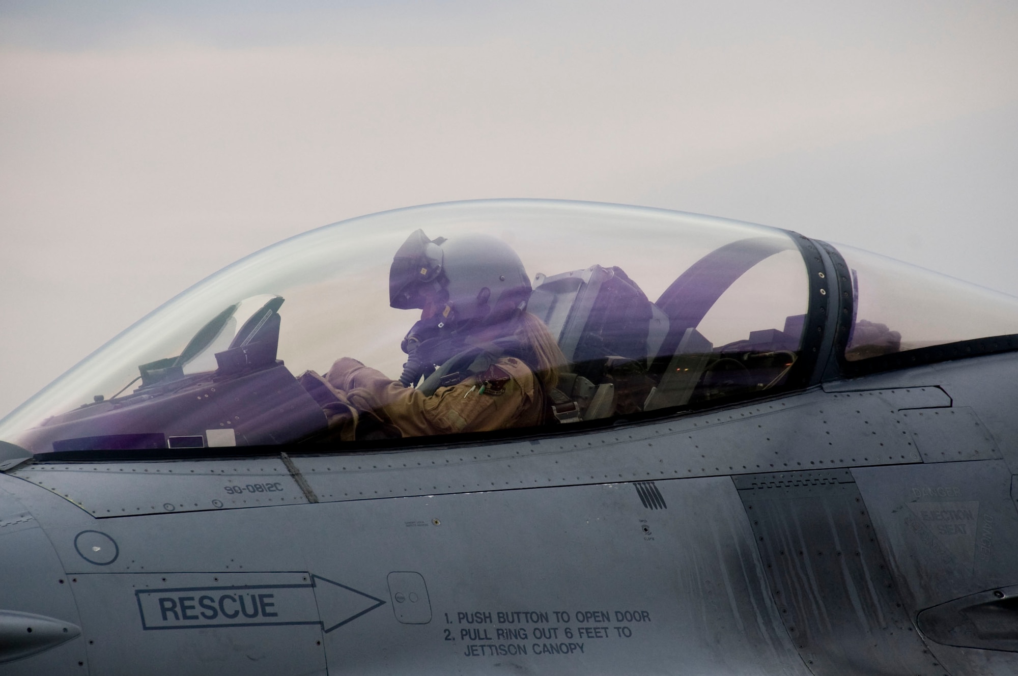 U.S. Air Force Maj. Kathryn Gaetke, 14th Fighter Squadron pilot, returns to Misawa Air Base, Japan, Oct. 25, 2012. In August, Airmen from the 35th Fighter Wing’s 14 FS and 35th Maintenance and Aircraft Maintenance Squadrons deployed to support Operation Enduring Freedom. (U.S. Air Force photo by Airman 1st Class Kenna Jackson)