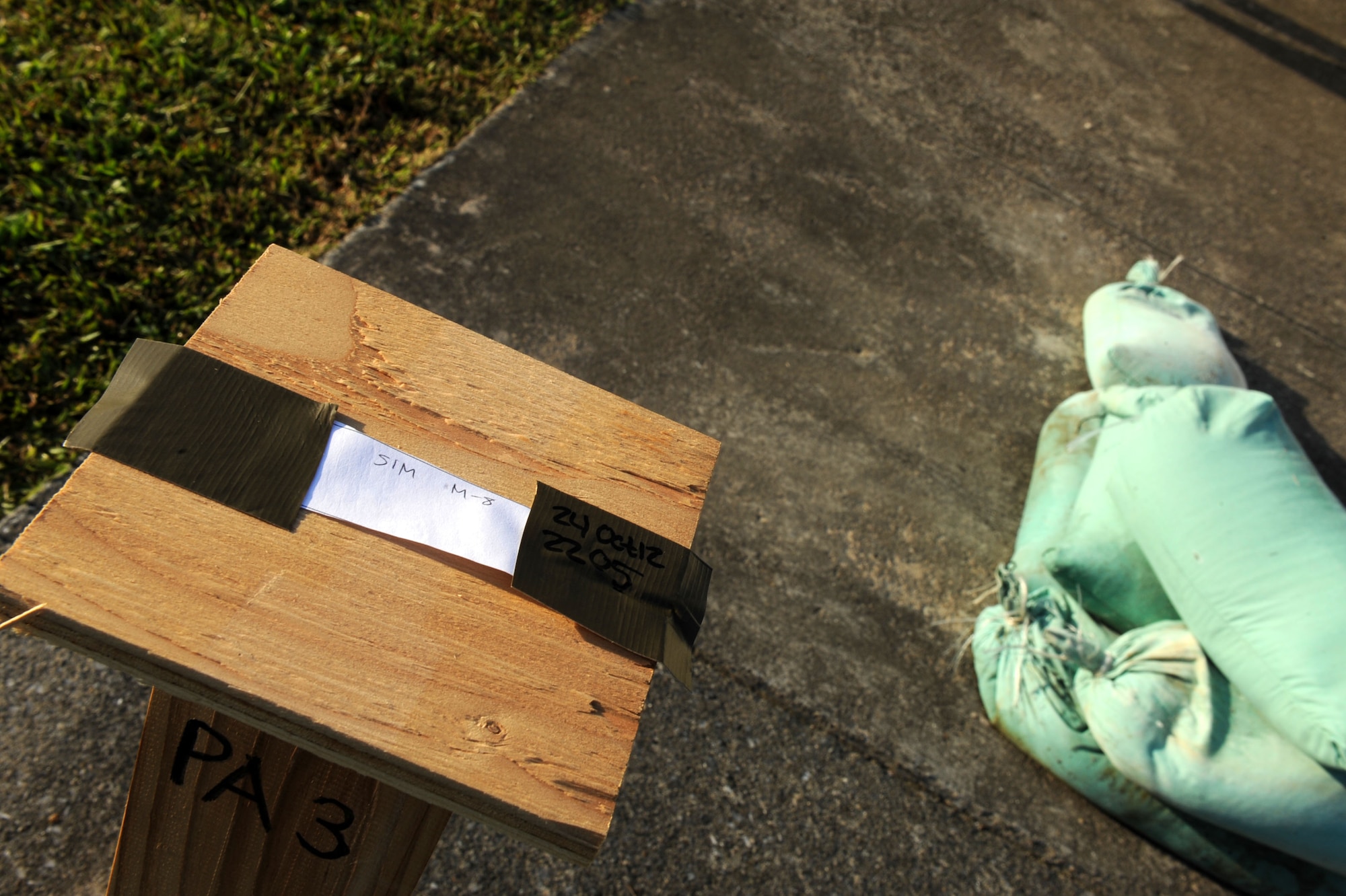 A post attack reconnaissance stand is untouched by simulated chemicals on Kadena Air Base, Japan, Oct. 25, 2012. Over the past week, PACAF has been conducting a readiness inspection to test 18th Wing Airmen on their ability to conduct real world contingencies. (U.S. Air Force photo/Airman 1st Class Brooke P. Beers)