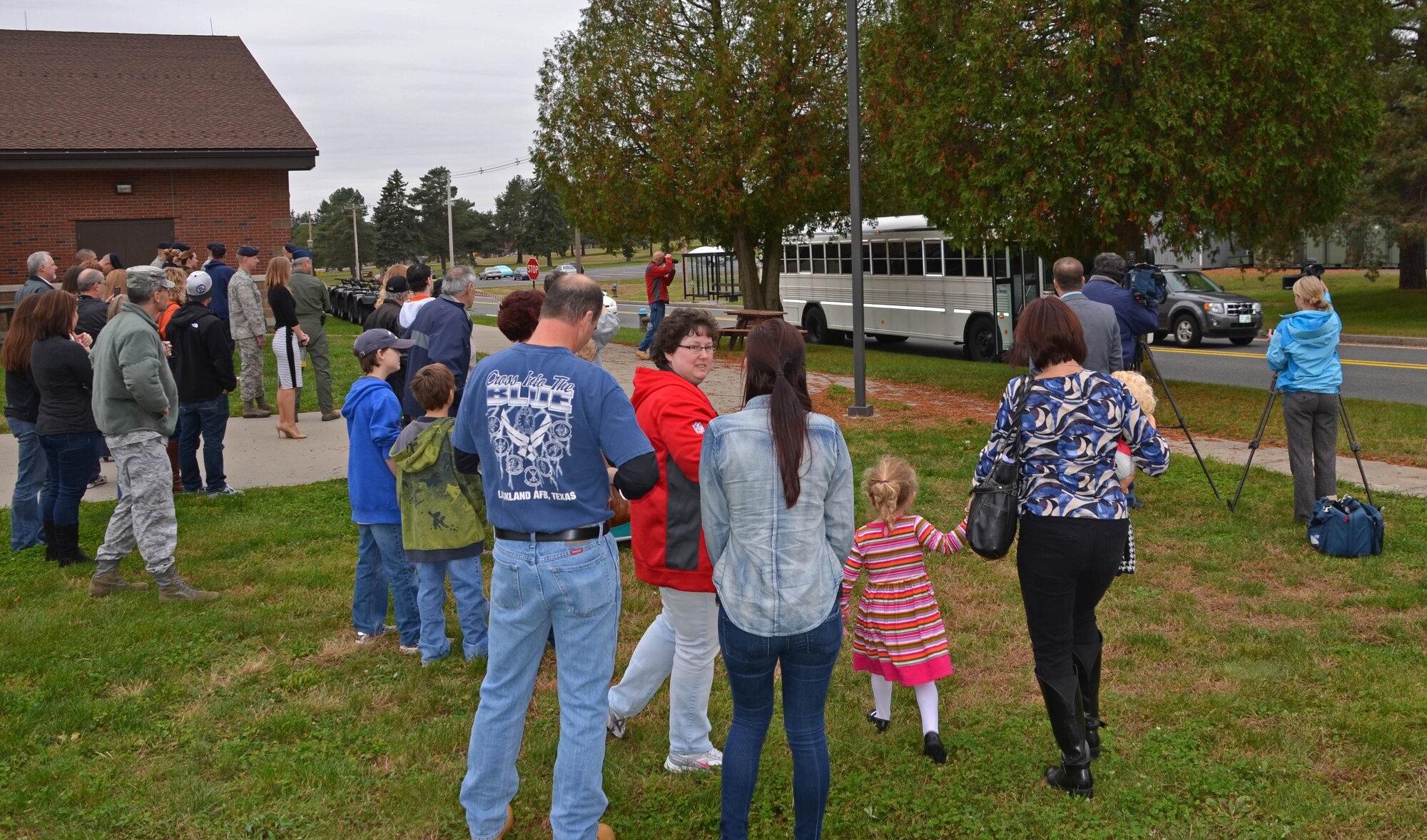 Members of the 439th Security Forces Squadron arrived at Westover Air Reserve Base Thursday morning following a six-month deployment to Southwest Asia. About 20 deployed reservists reunited with their families at the Security Forces Squadron building. (U.S. Air Force photo by SrA Kelly Galloway)