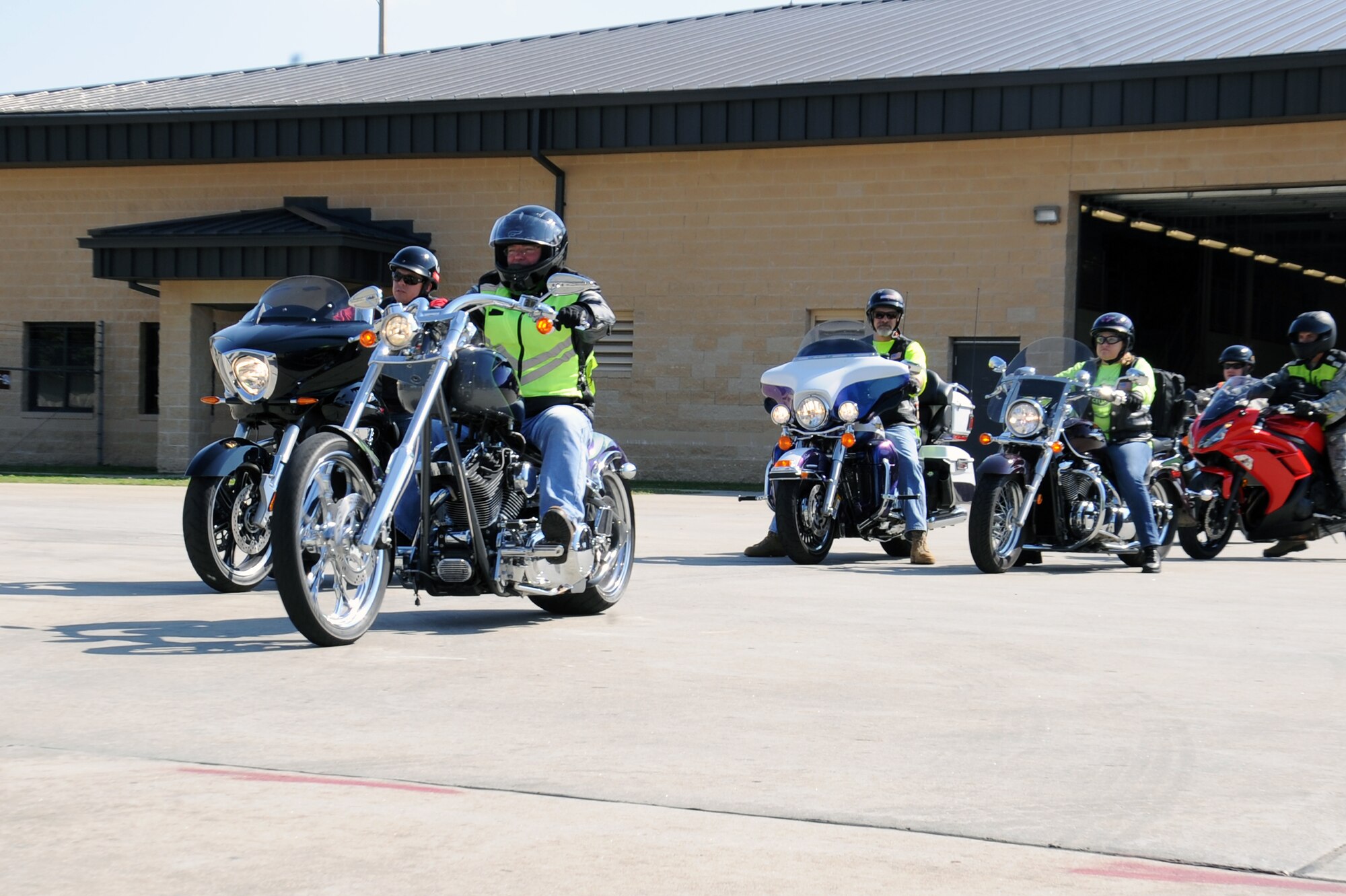 Members of Team Seymour begin a 40-minute ride on Seymour Johnson Air Force Base, N.C., Oct. 19, 2012. The ride started on base, went around the local area and ended back at the base fire department. (U.S. Air Force photo/Airman 1st Class John Nieves Camacho/Released)