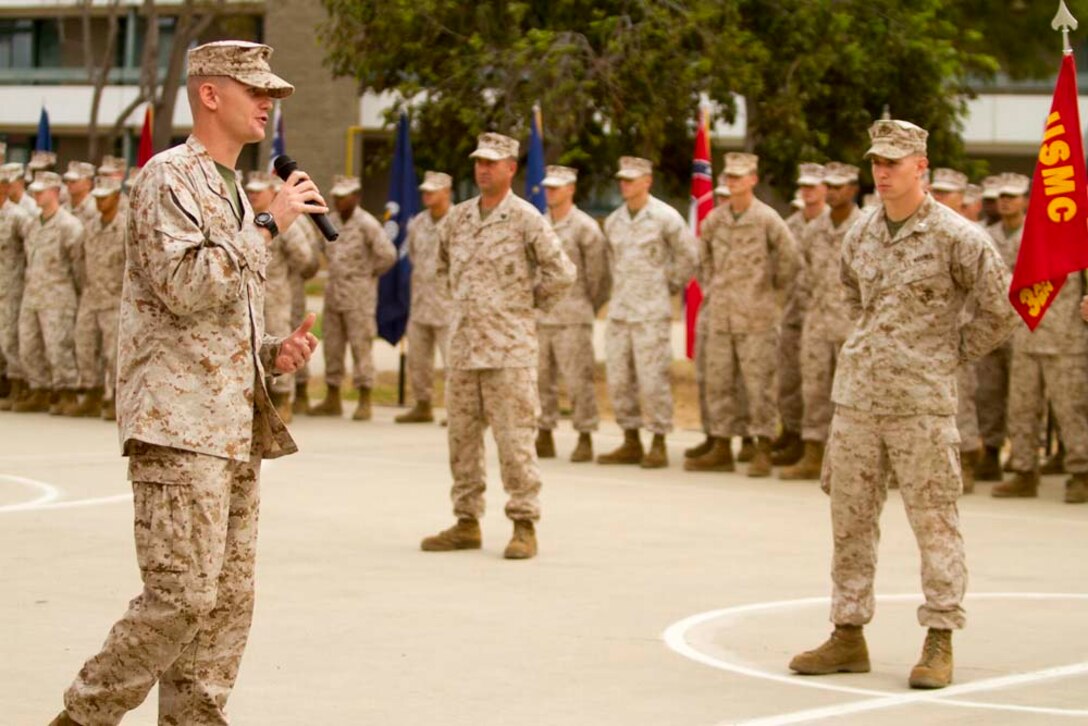 Fox Company Deactivation Ceremony. Marine Corps Base Camp Pendleton California.
Marines and Sailors participate in Fox Companies Deactivation Ceremony on 27 September 2012.
